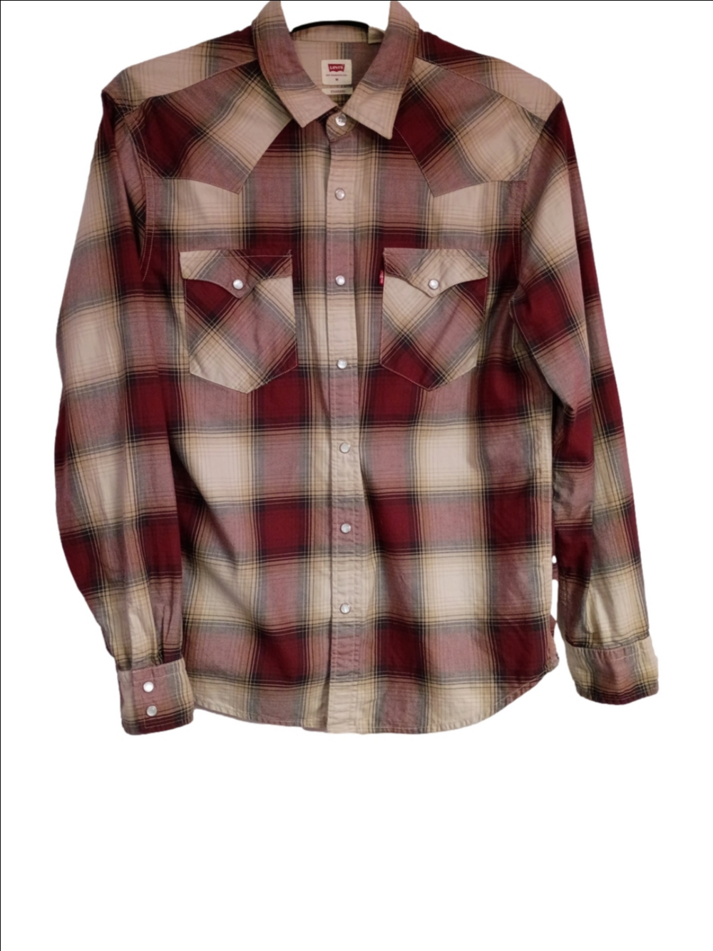 Levi's Men's Oxblood Red Plaid Western Flannel Shirt